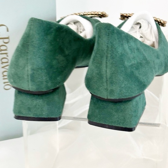C.Paravano Women’s Alessia Embellished Suede Middle Heel Pumps! - Picture 12 of 12